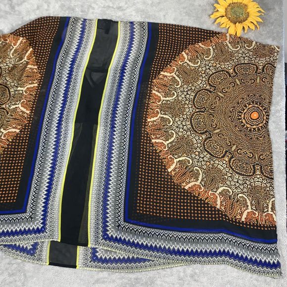 New Directions Tunic Top Size XL Multicolor Paisley Print Cape Styling - Picture 10 of 12